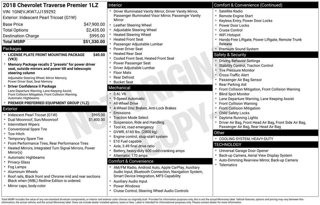 2018 Chevrolet Traverse Premier