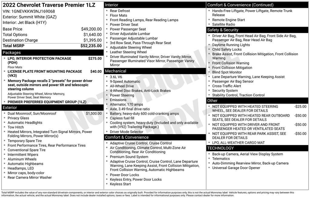 2022 Chevrolet Traverse Premier