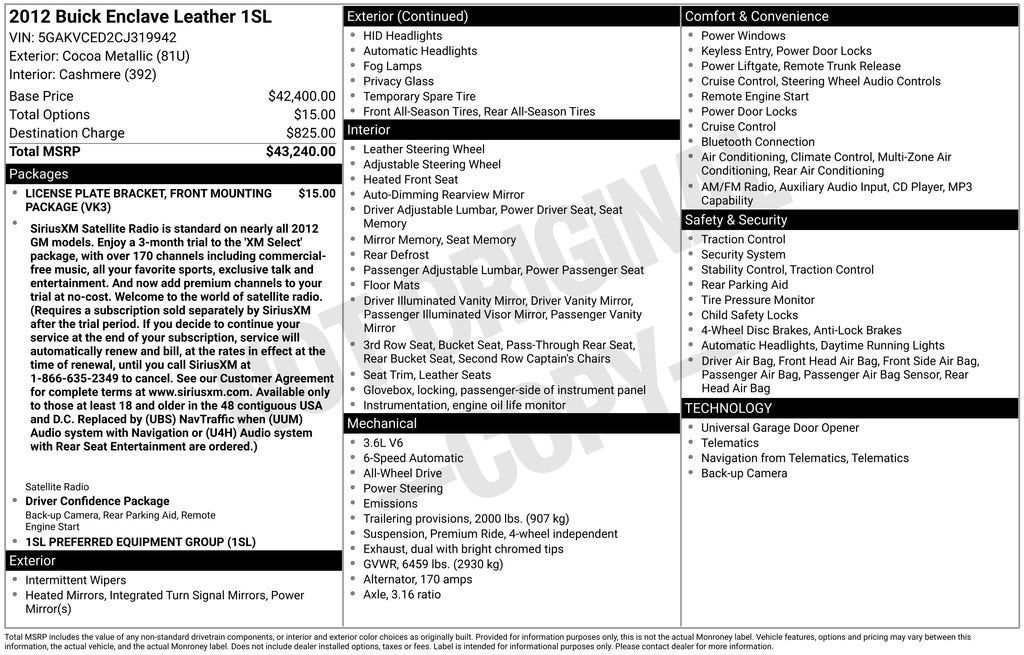 2012 Buick Enclave Leather