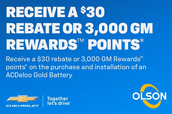 Receive a $30 rebate or 3,000 GM Rewards™ points*
