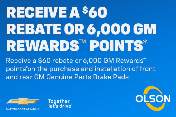Receive a $60 rebate or 6,000 GM Rewards™ points*